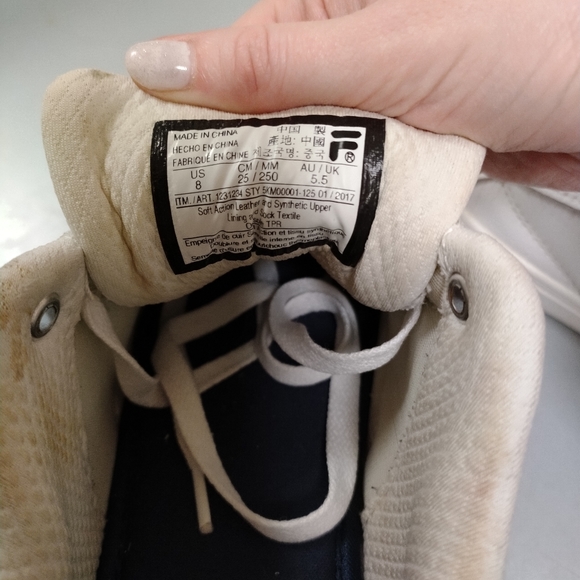 Classic White Leather Fila Sneakers Women's Ladies' Size 8 - Picture 6 of 12